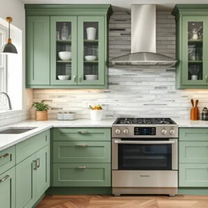 Green Shaker - karuzela Sage Green - Tall Cabinet Oven